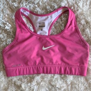 Pink nike pro compression bra size small.